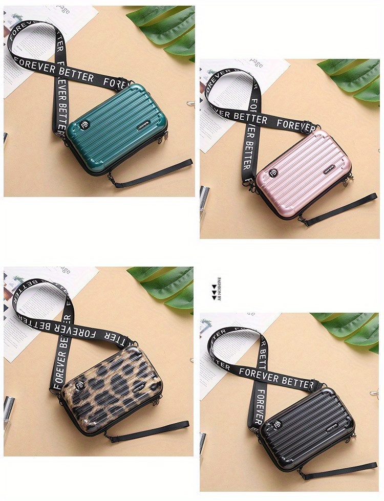 stylish suitcase design shoulder bag zipper all match zipper coin purse portable crossbody bag details 2