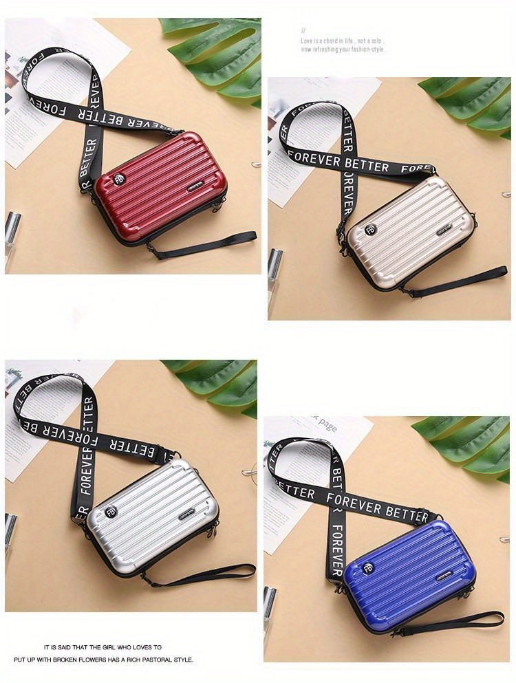 stylish suitcase design shoulder bag zipper all match zipper coin purse portable crossbody bag details 3