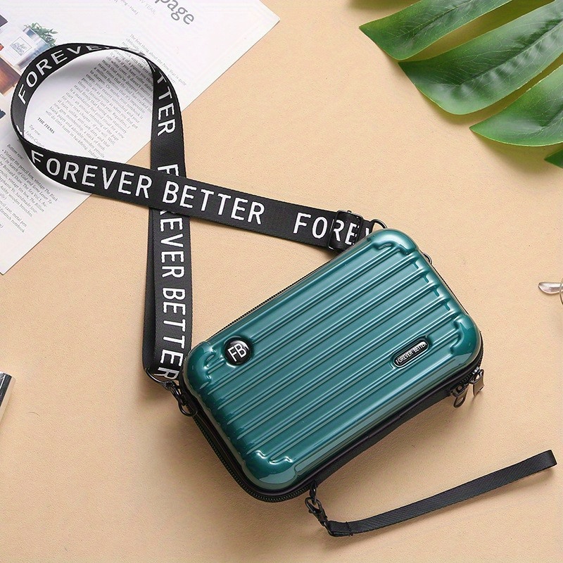 stylish suitcase design shoulder bag zipper all match zipper coin purse portable crossbody bag details 7