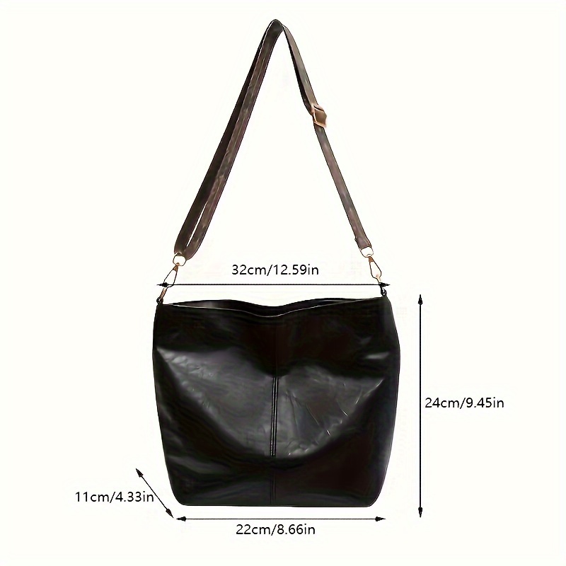 retro crossbody bag for women fashion pu leather tote bag bucket shoulder bag with ethnic strap details 0