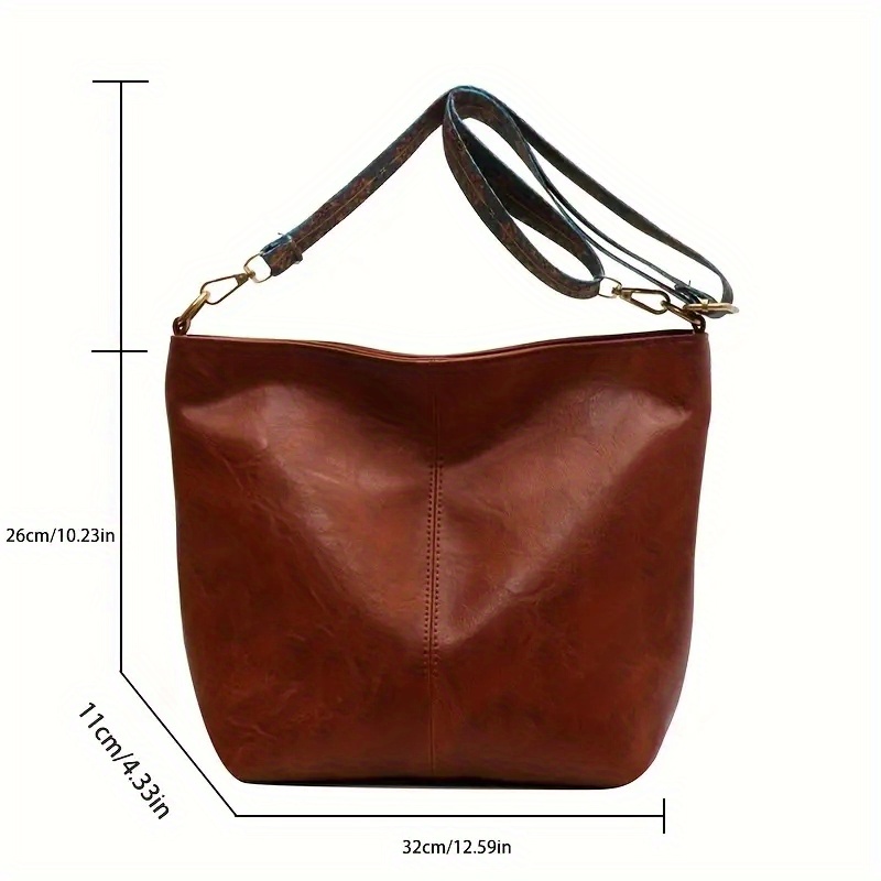 vintage crossbody bag for women large capacity hobo bag fashion faux leather shoulder bag details 5