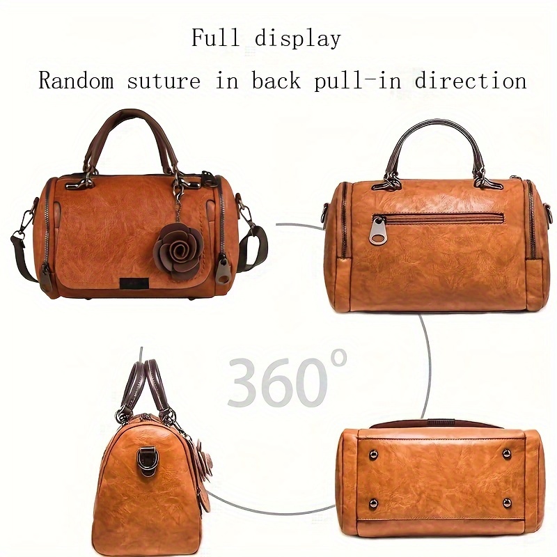 vintage crossbody boston bag retro shoulder bag womens classic handbag purse details 0