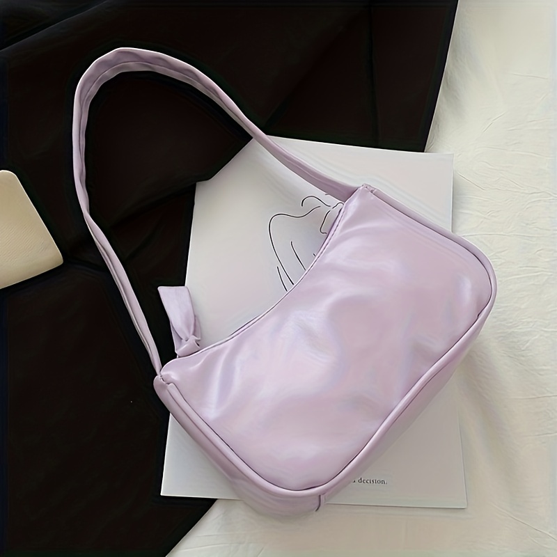 stylish pu leather shoulder bag simple solid color underarm bag perfect armpit bag for daily use details 7